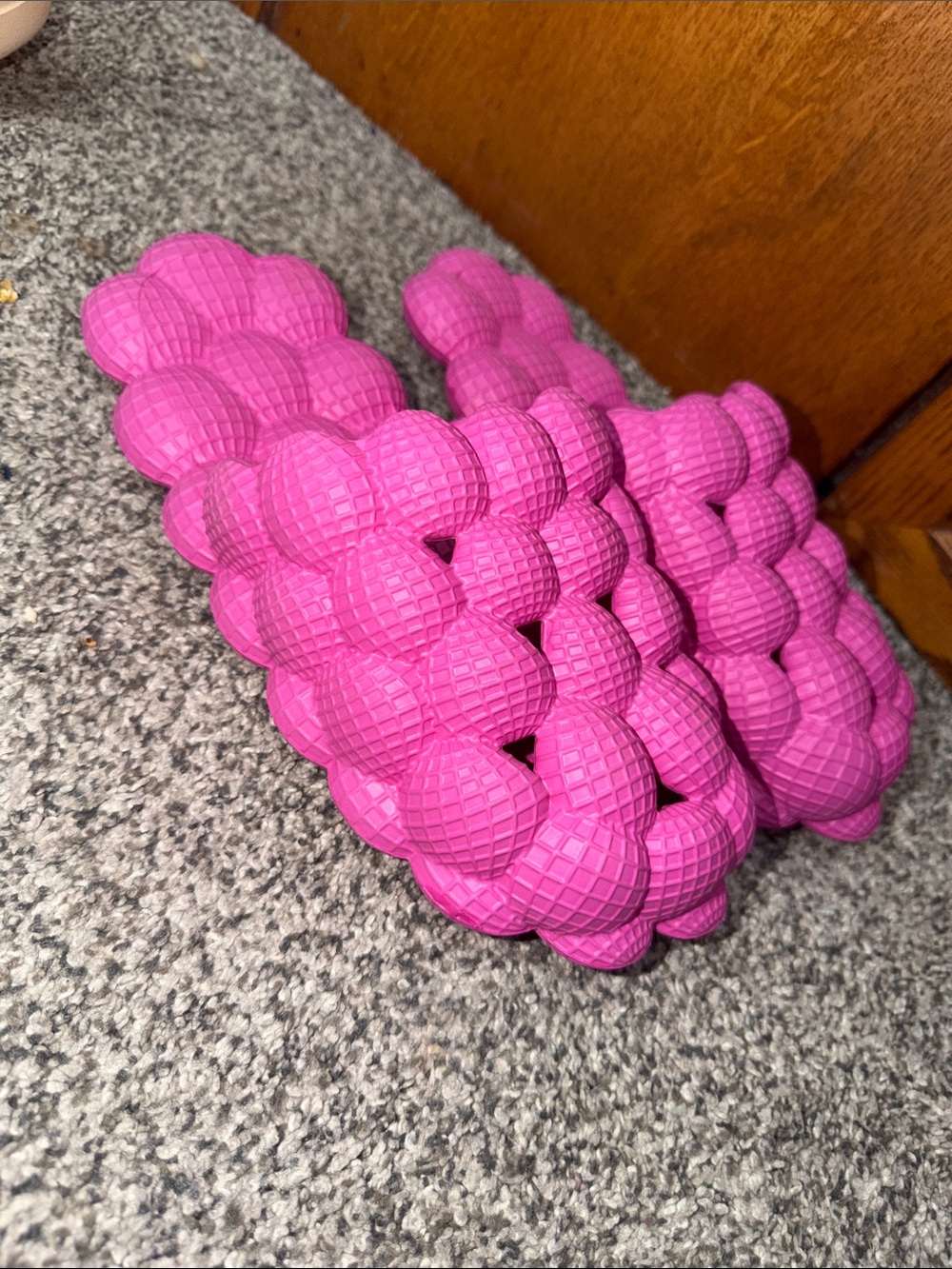 Textured Bubble Slide Sandals - Bright Pink